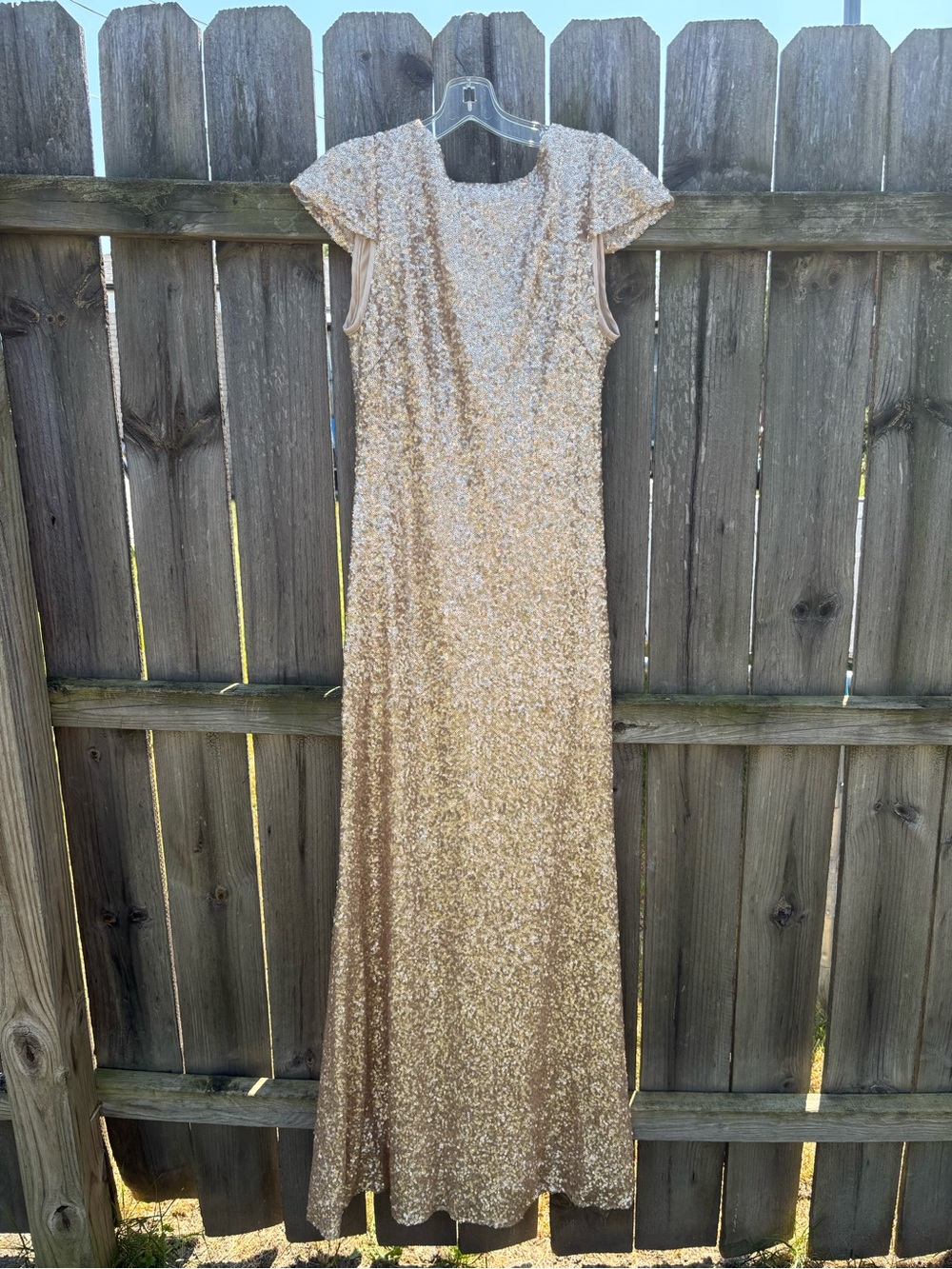SORELLA VITA Gold Sequin Cap-Sleeve Maxi Gown